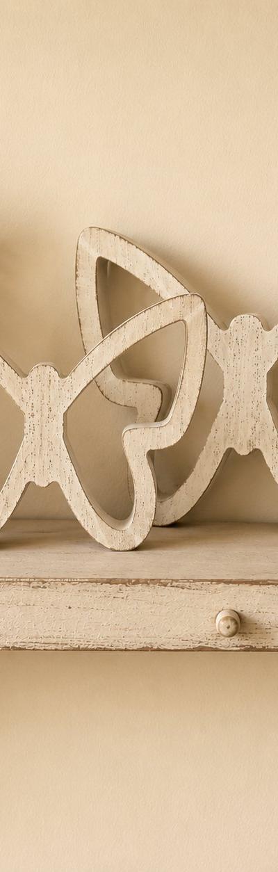 Distressed Wooden Butterfly Shelf Sitter