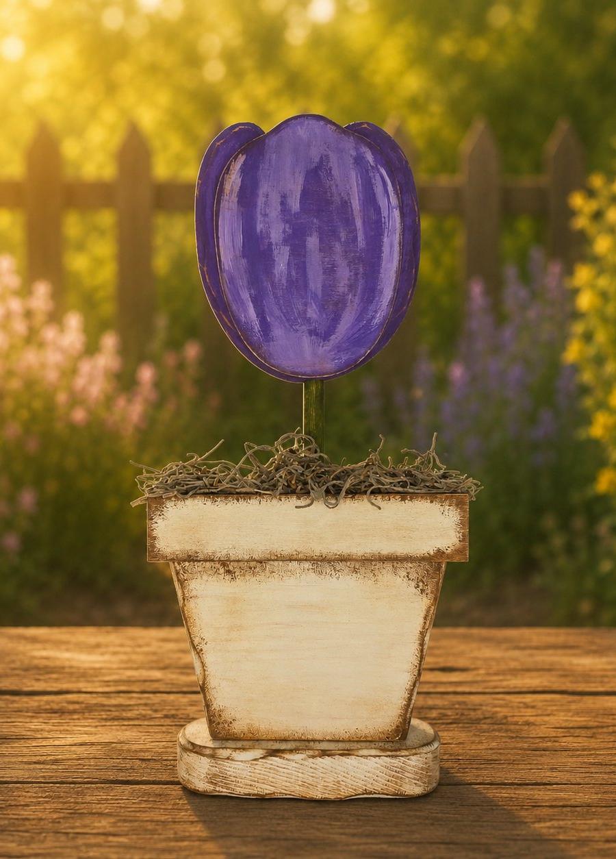 Wooden Tulip Pot Sitter