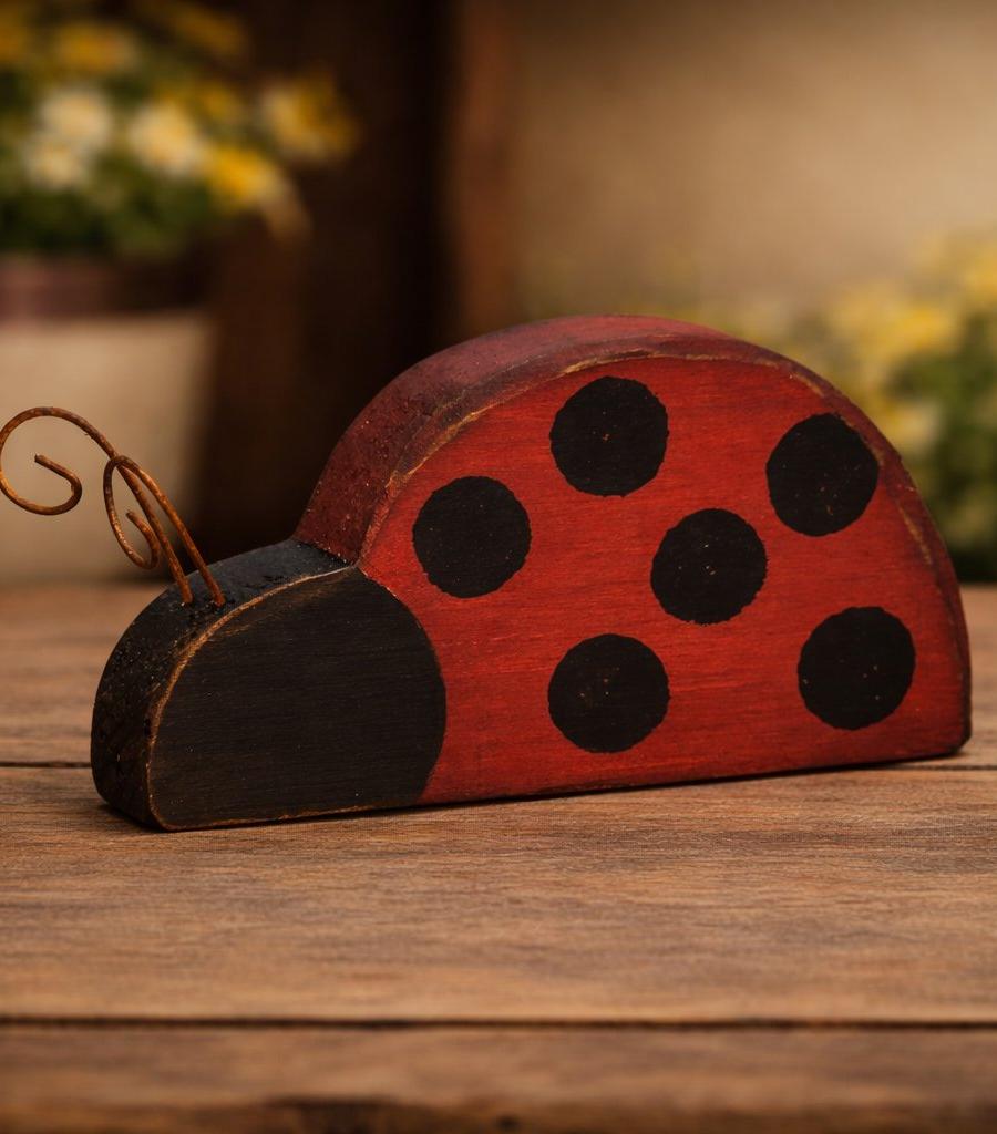 Weathered Lady Bug Shelf Sitter