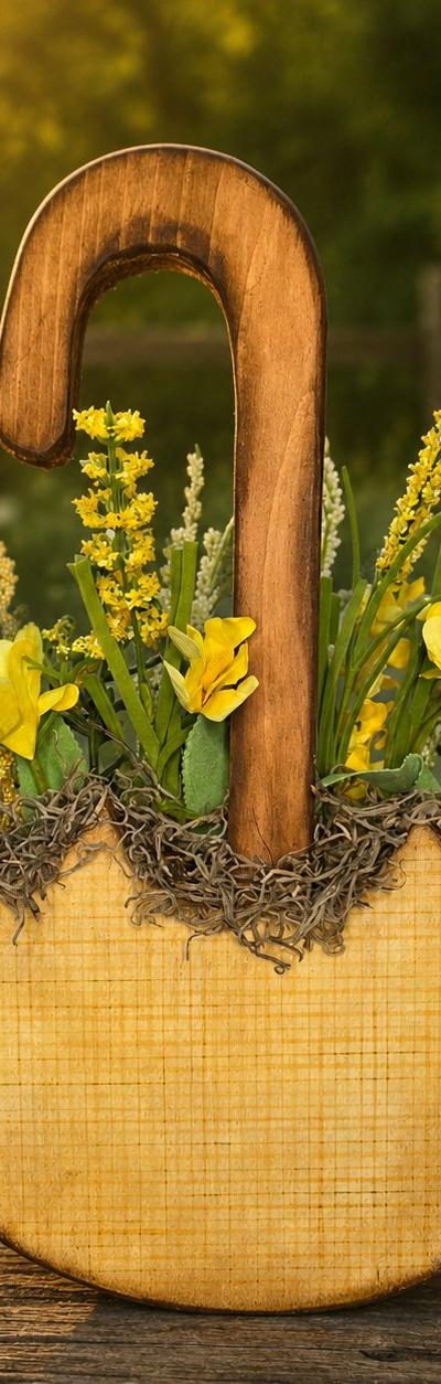 Handmade Floral Wooden Umbrella Shelf Sitter