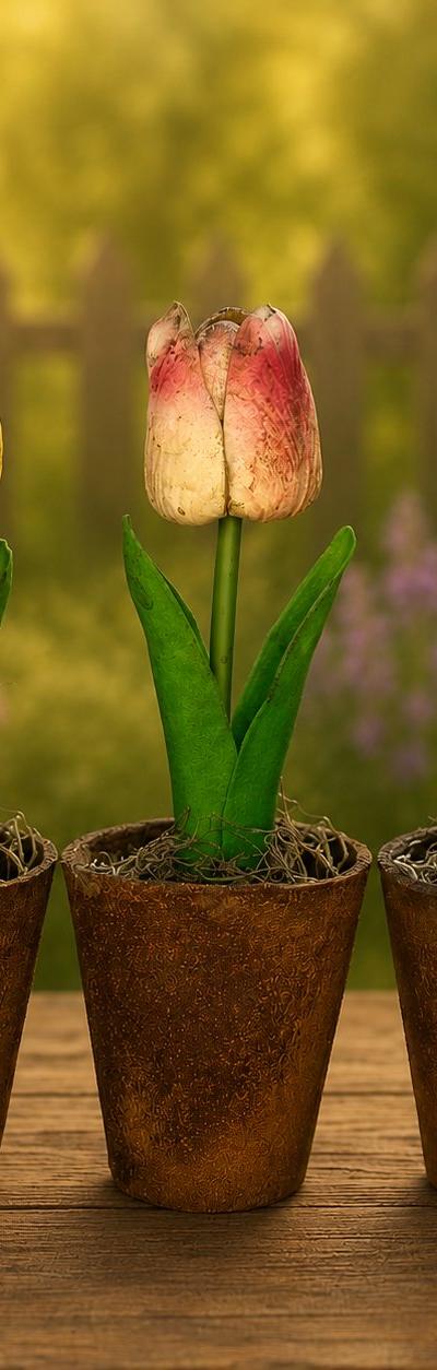 Real Feel Tulip in Grungy Peat Pot
