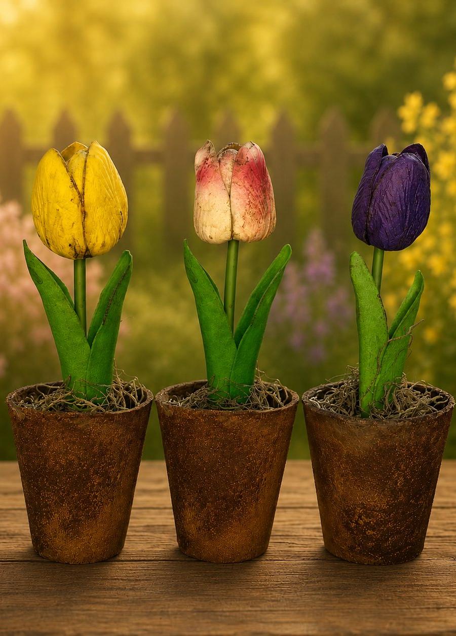 Real Feel Tulip in Grungy Peat Pot