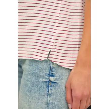 Linen Blended Striped Relaxed Tee Cherry striped