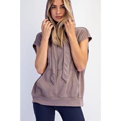 Sleeveless Hoodie Sweatshirt Taupe