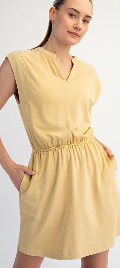 Mineral Washed Cotton Sleeveless Mini Dress