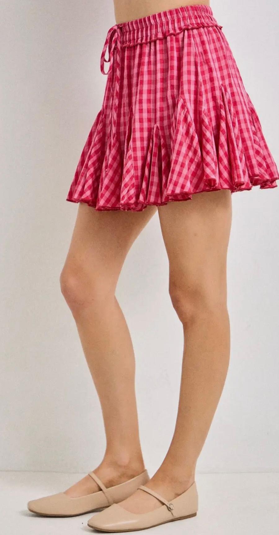 Gingham Fushia Skirt 
