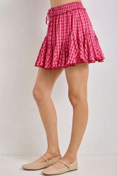 Gingham Fushia Skirt