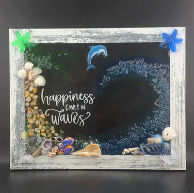 8"x10" wood Framed Resin Wave
