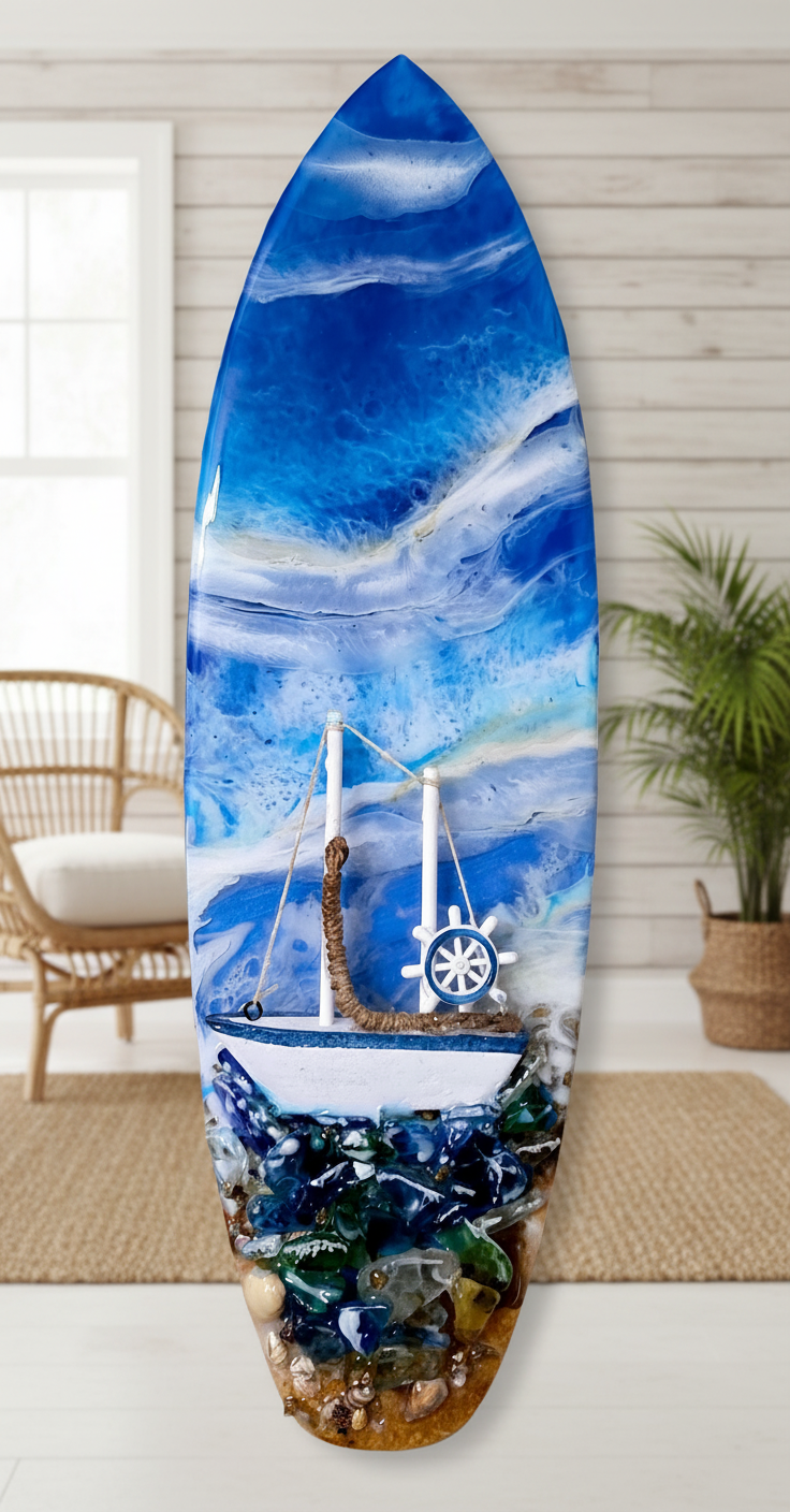 Wood Based Resin Coated Surfboard 