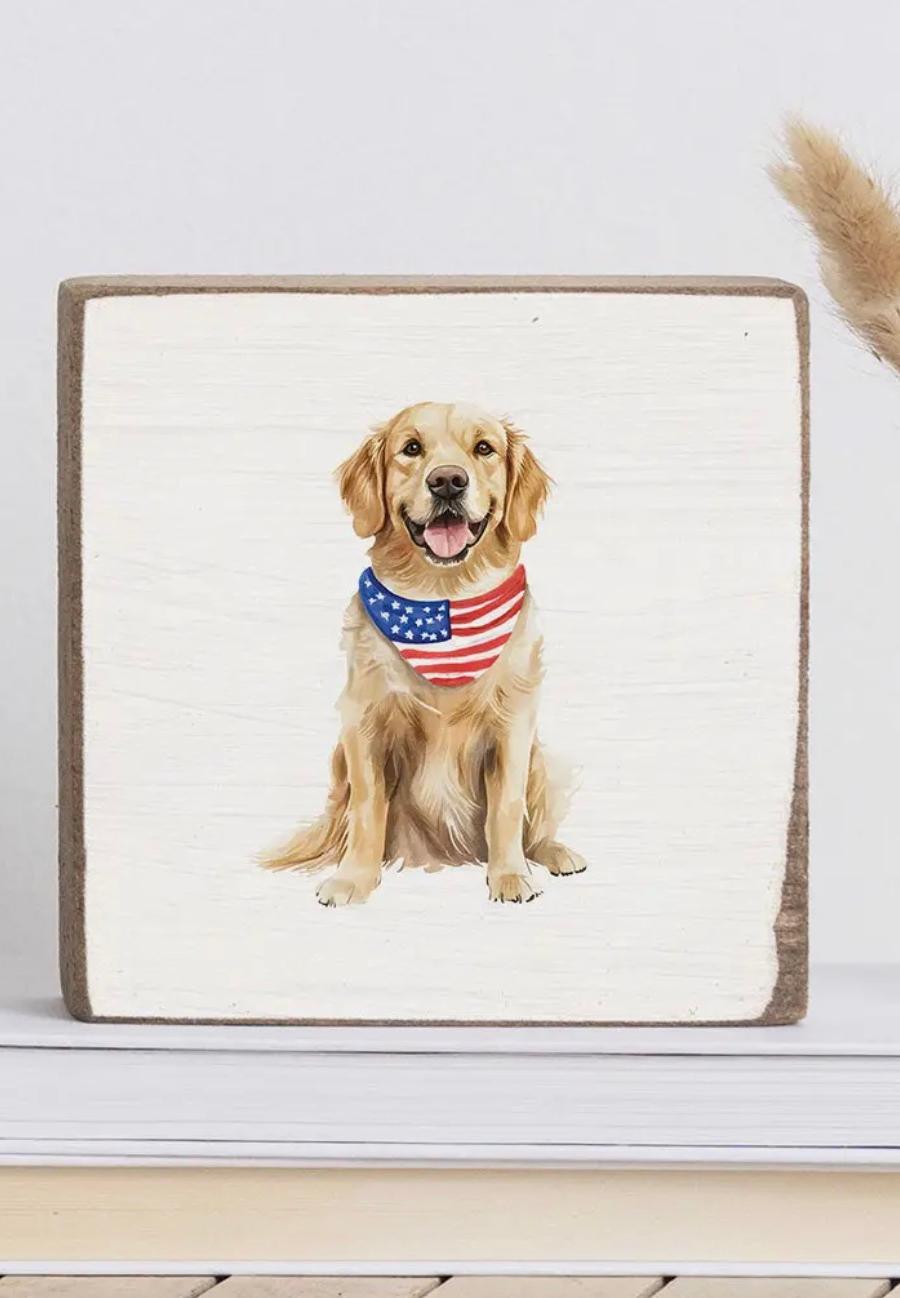 Patriotic Pup Block Sign