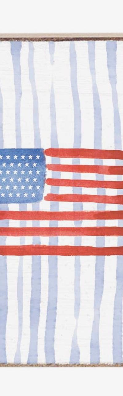American Flag Watercolor Block Sign