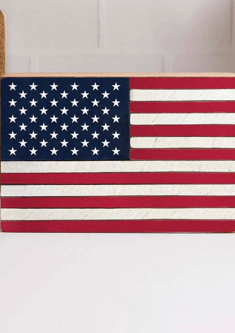 American Flag Block Sign