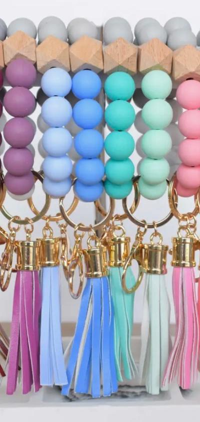 Silicone Bead Wristlet Keychain