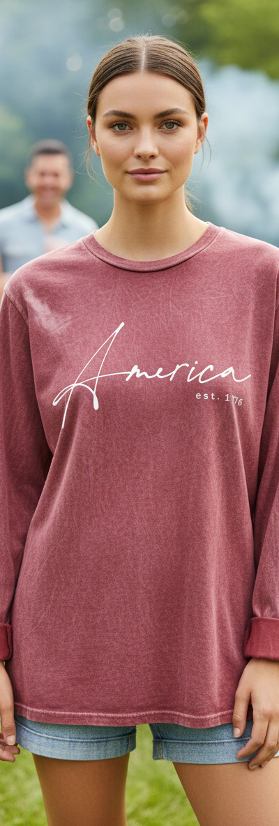 America EST. 1776 Mineral Washed Long Sleeve Tee