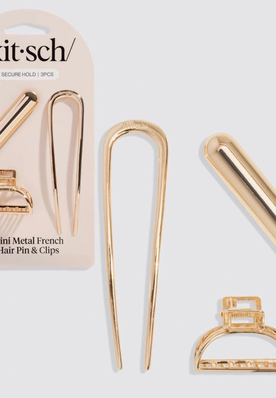 kitsch Mini Metal French Hair Pin & Clips 3pc