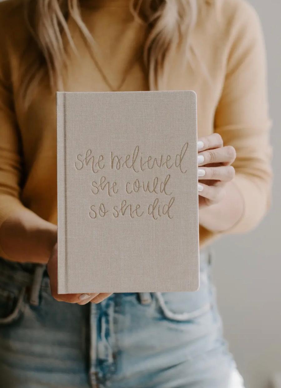 She Believed She Could So She Did Lined Fabric Journal