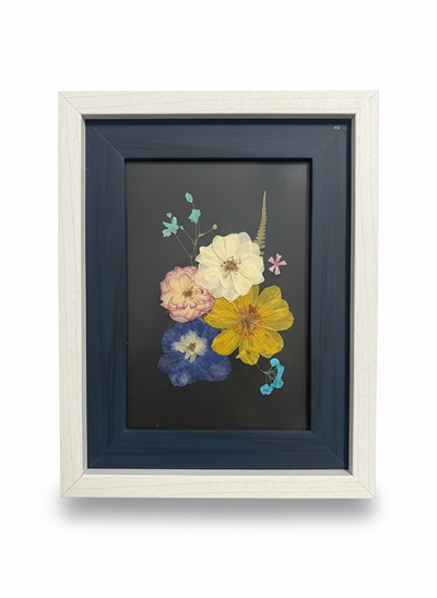 Pressed Flower Art in Rustic White Frame