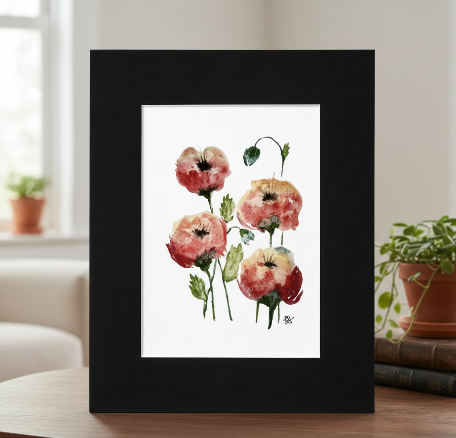 Watercolor Poppy Print - Sense and Sensibility Willoughby