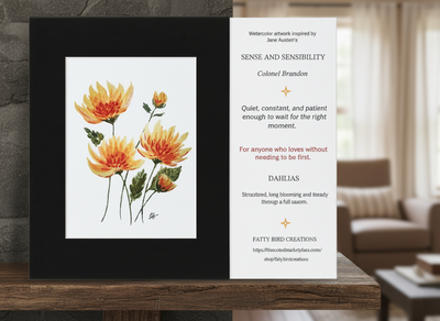 Watercolor Dahlia Print - Sense and Sensibility Colonel Brandon
