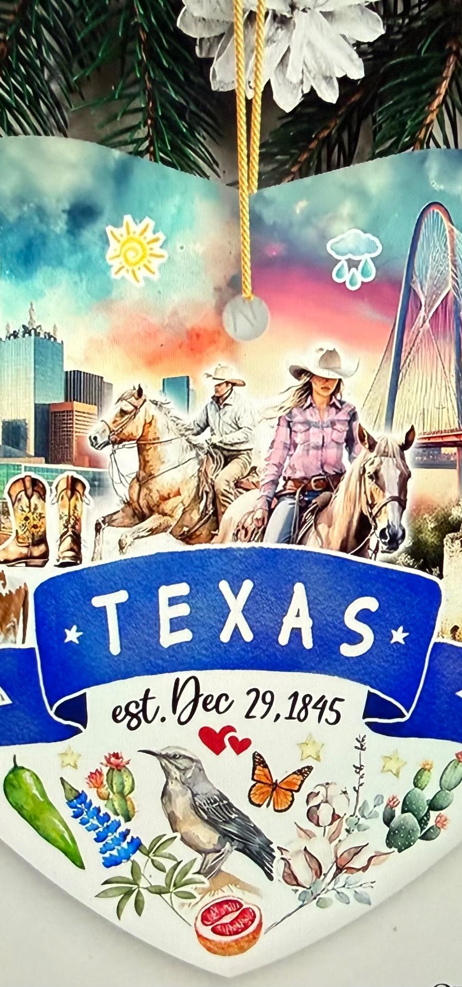 Artistic Texas State Themed Ornament