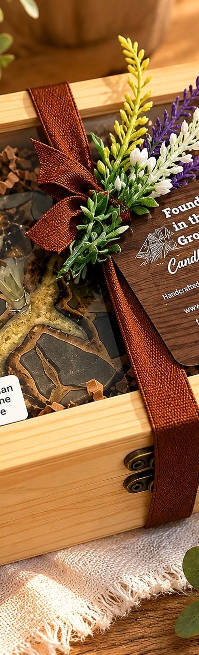 Utah Septarian Dragonstone Oil Candle Gift Box – Handmade Stone Oil Lamp Gift Set – Includes Oil, Wick & Wooden Gift Box – Free Shipping