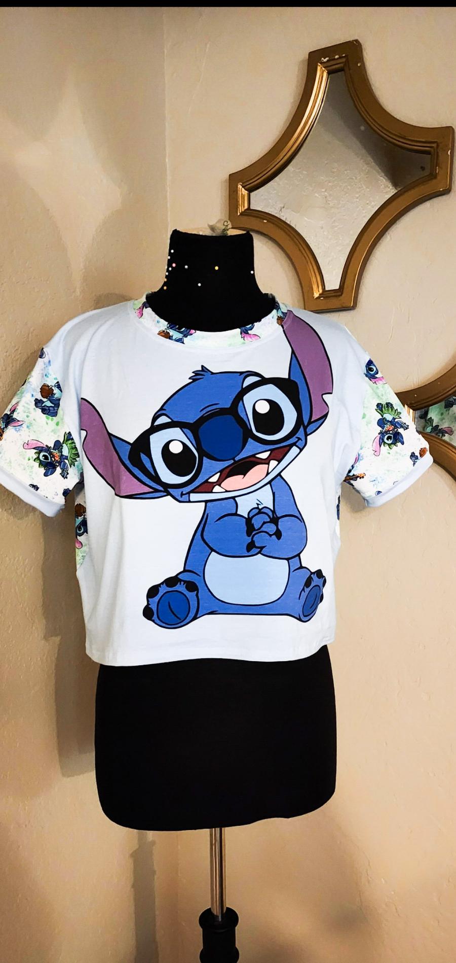Blue chaos crop t-shirt