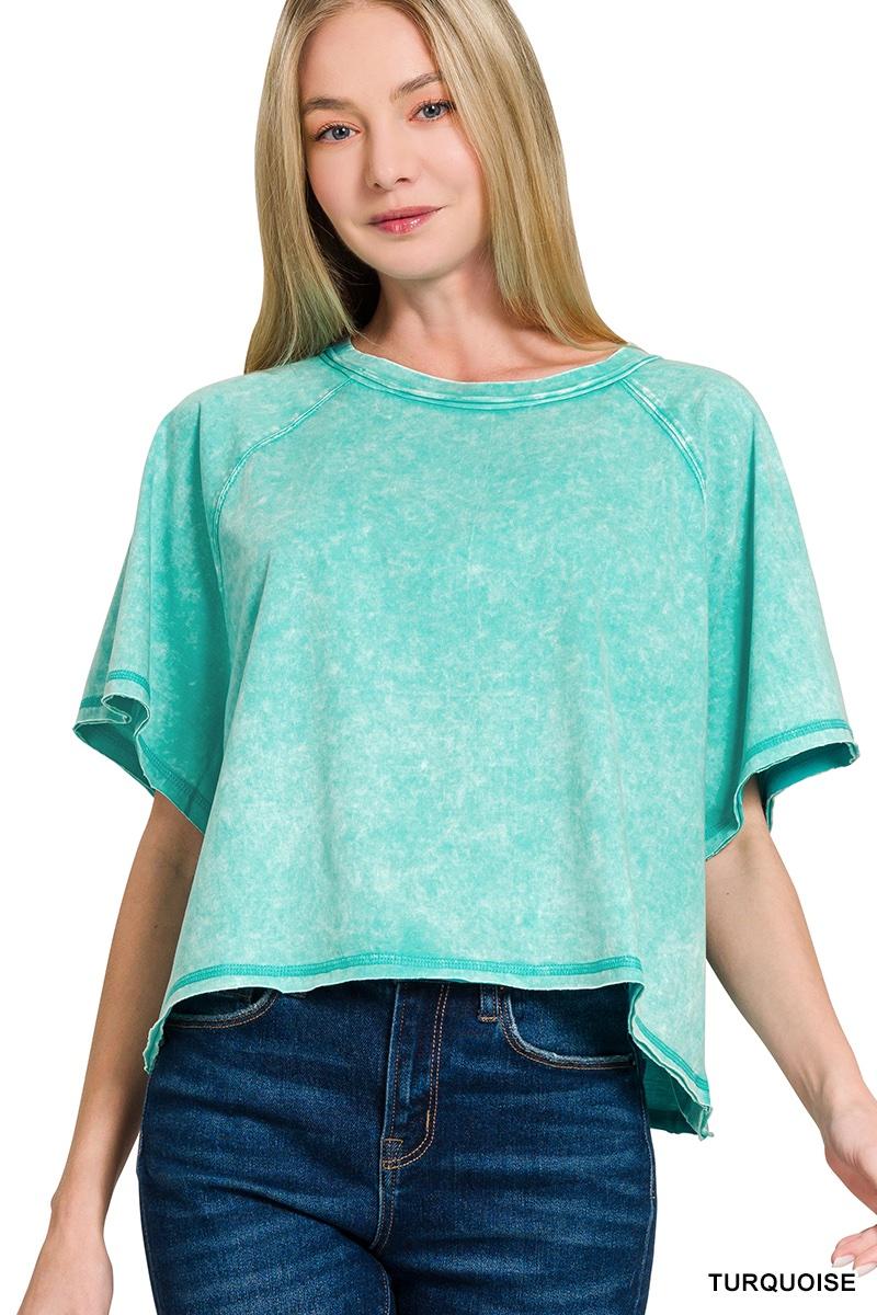 Teal Mineral Wash Boxy Tee