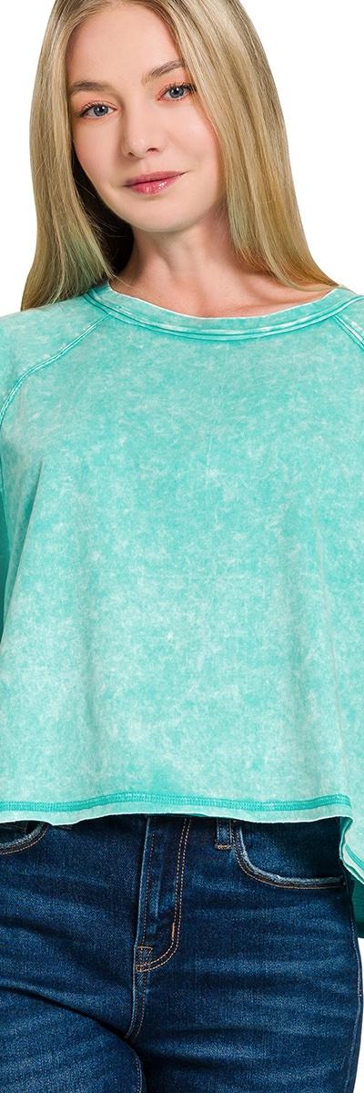Teal Mineral Wash Boxy Tee