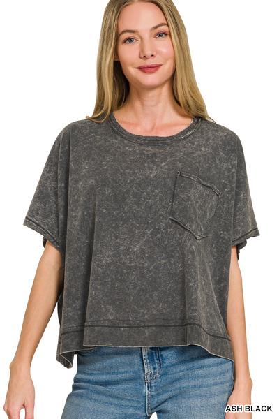 Ash Black Everyday Mineral Wash Pocket Tee