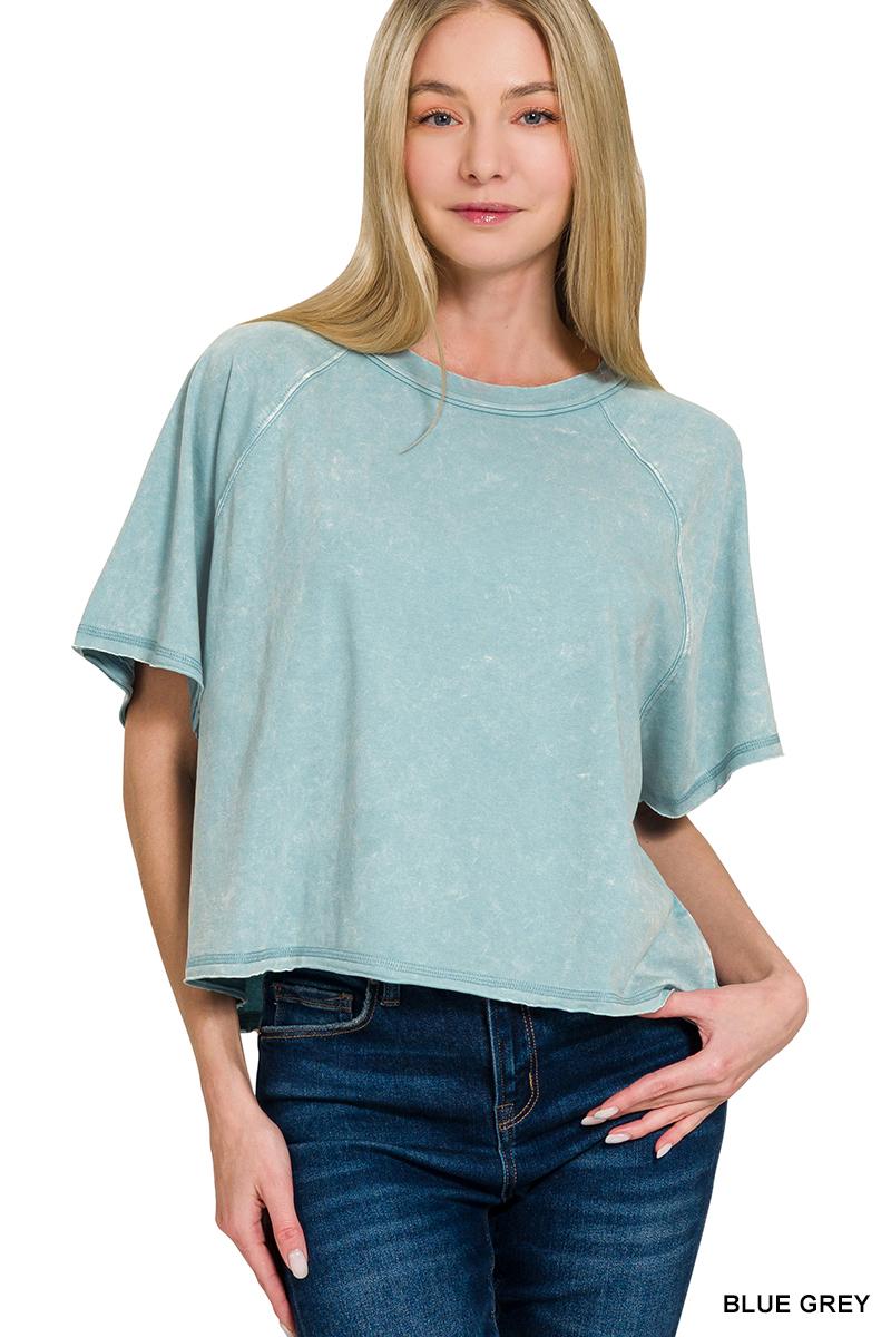 Blue Grey Mineral Wash Boxy Tee