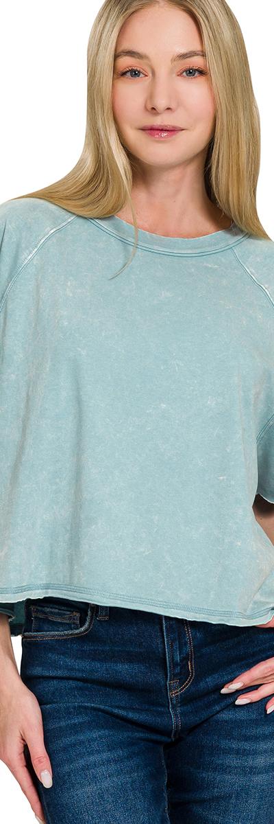Blue Grey Mineral Wash Boxy Tee