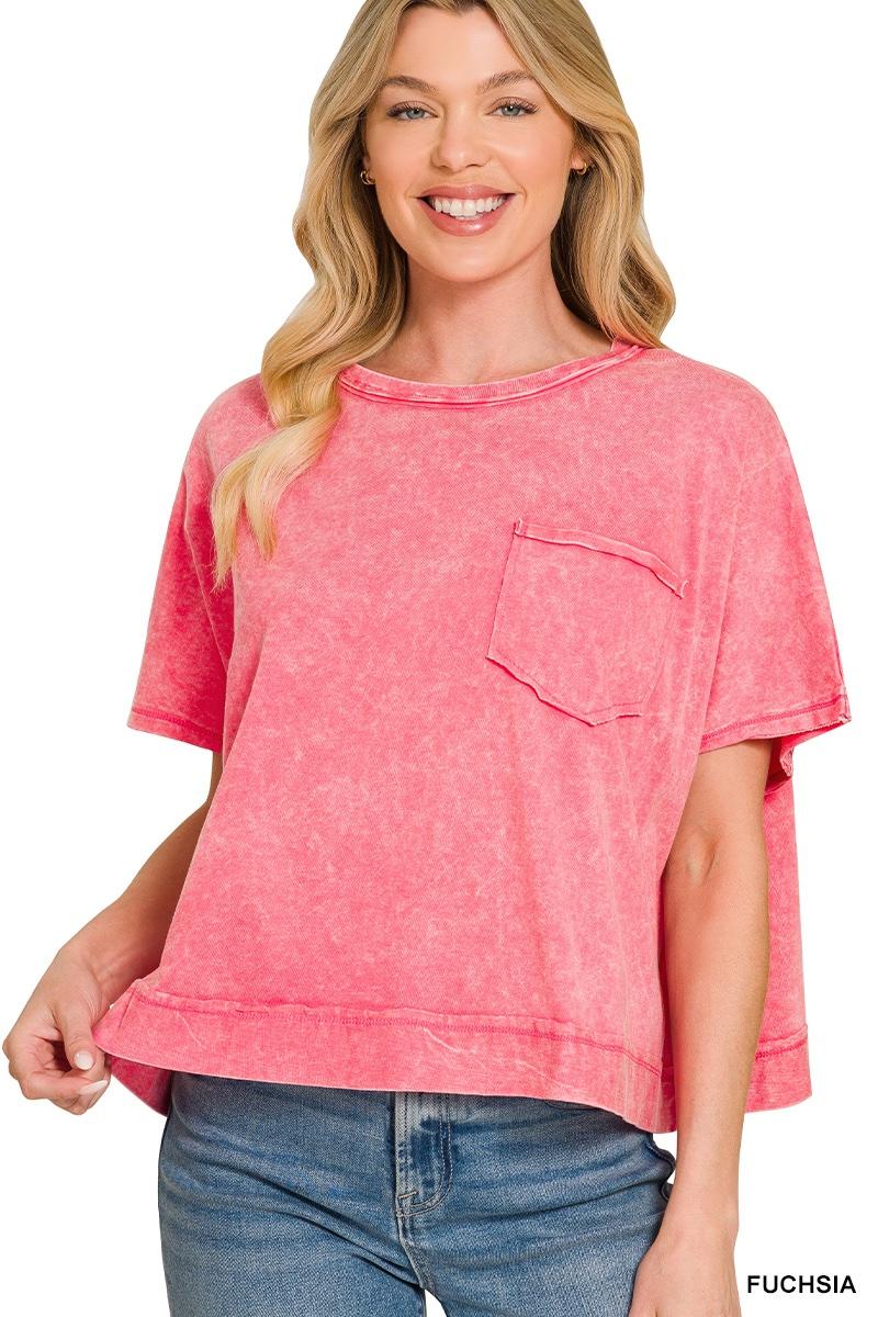 Fuchsia Pop Mineral Wash Pocket Te