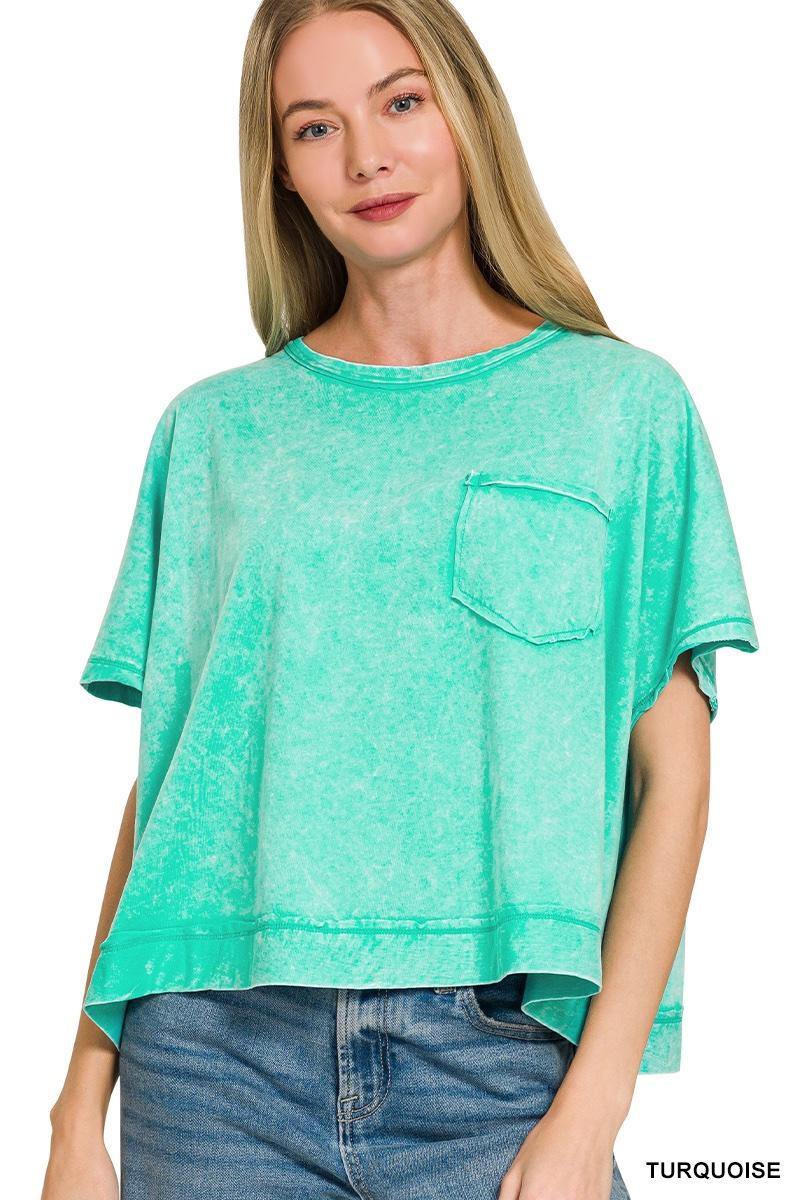 Turquoise Breeze Mineral Wash Pocket Tee