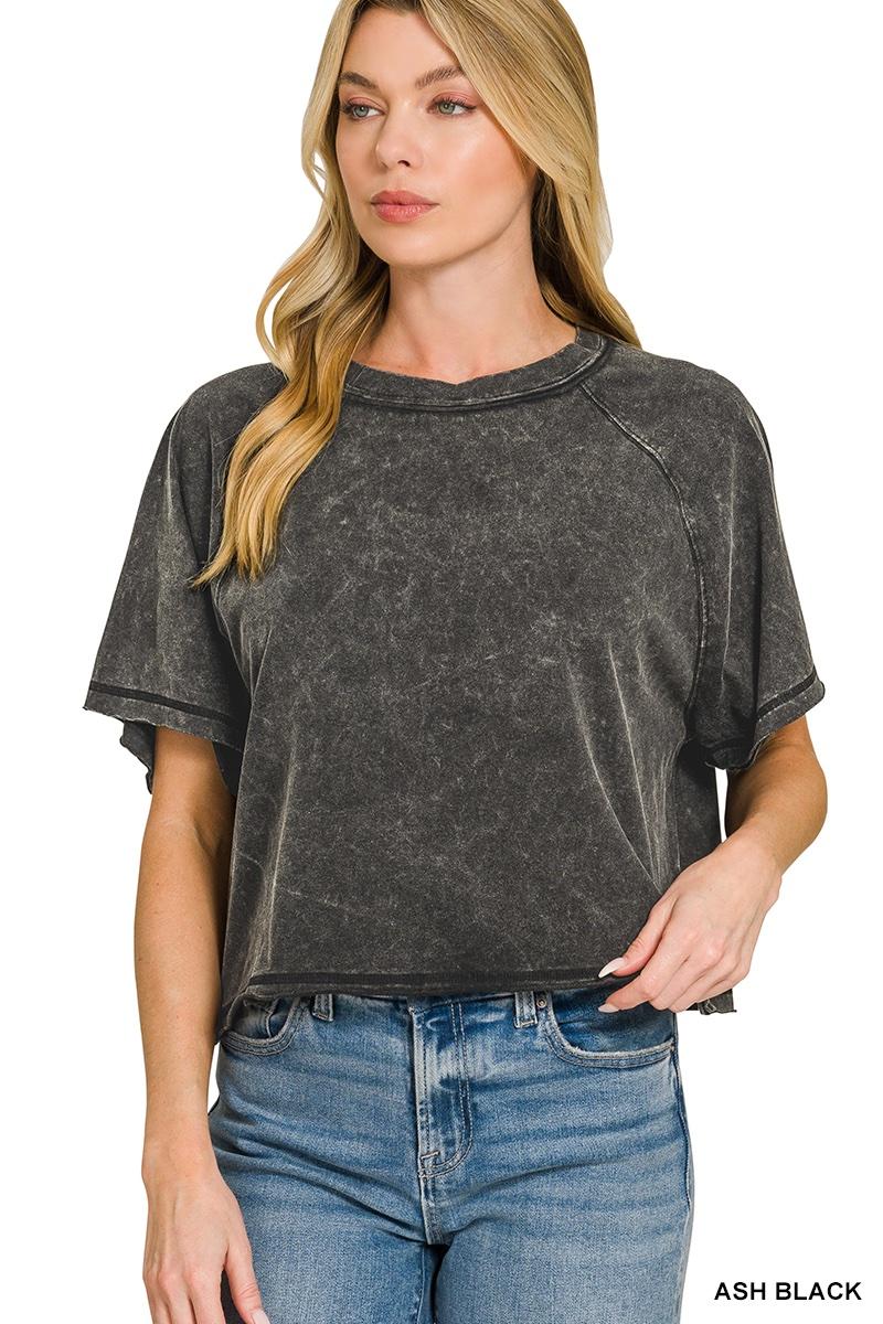 Ash Black Mineral Wash Boxy Tee