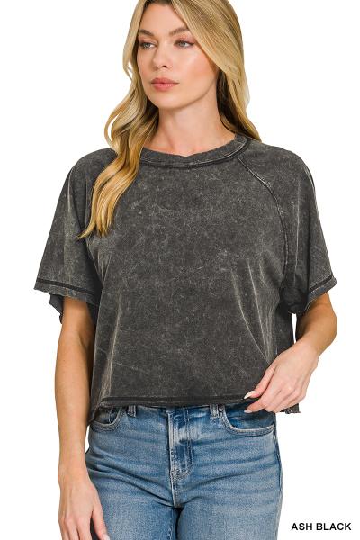 Ash Black Mineral Wash Boxy Tee