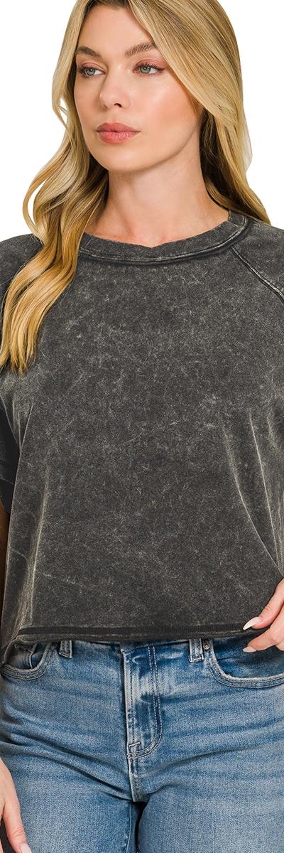 Ash Black Mineral Wash Boxy Tee
