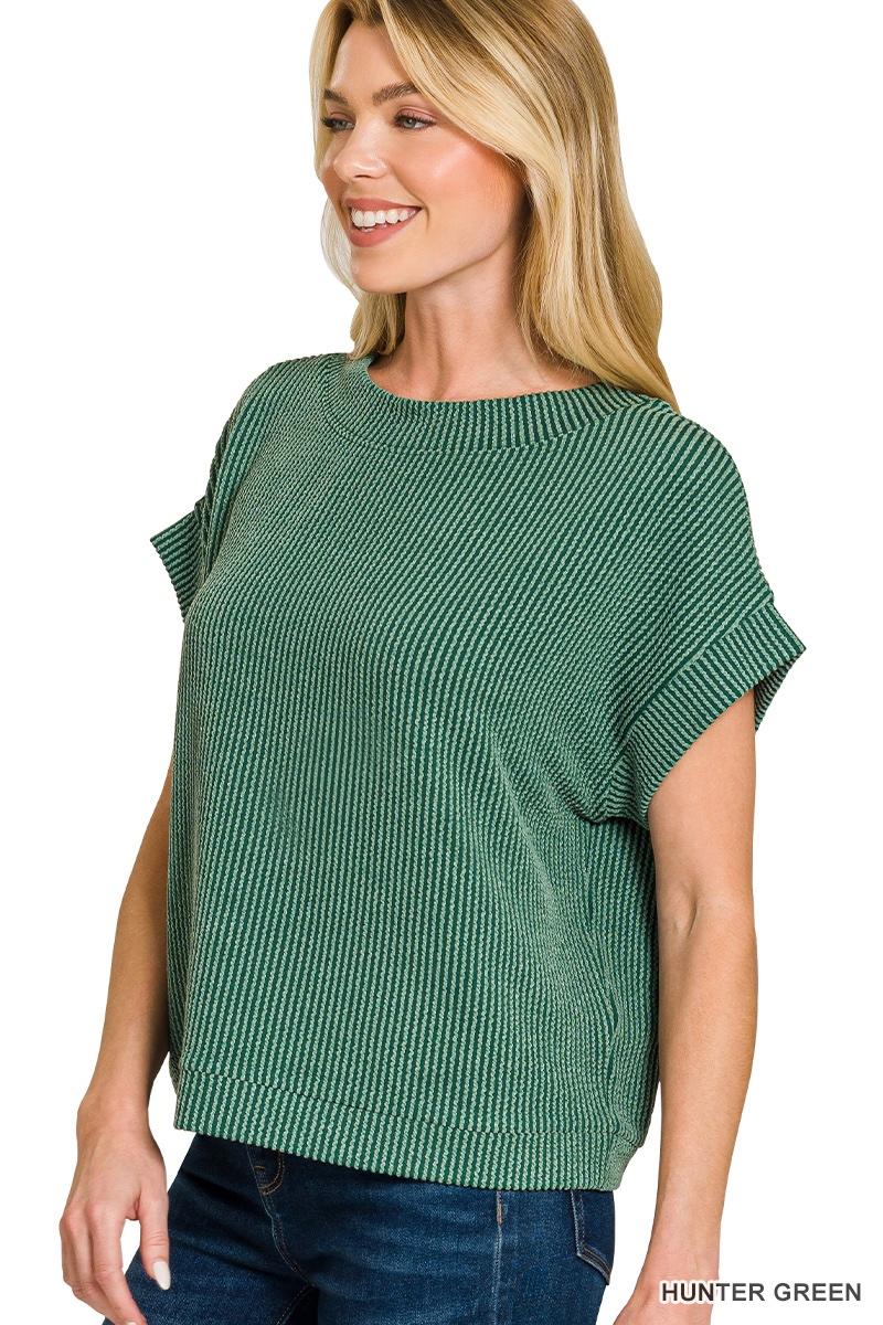 Hunter Waffle Knit Cap Sleeve Top