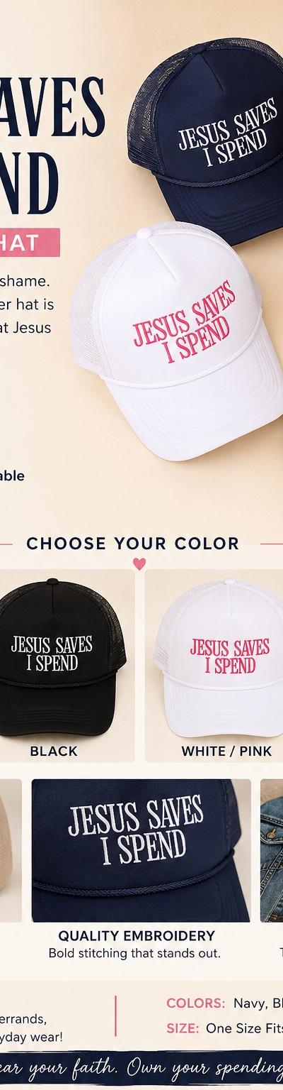 Jesus Saves I Spend Trucker Hat