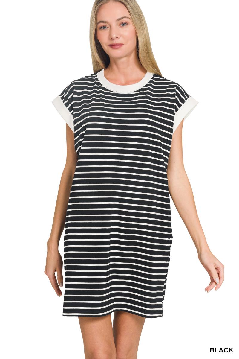 Midnight Stroll Striped Tee Dress