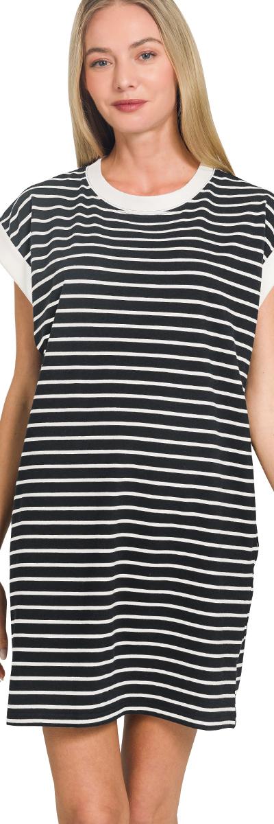 Midnight Stroll Striped Tee Dress