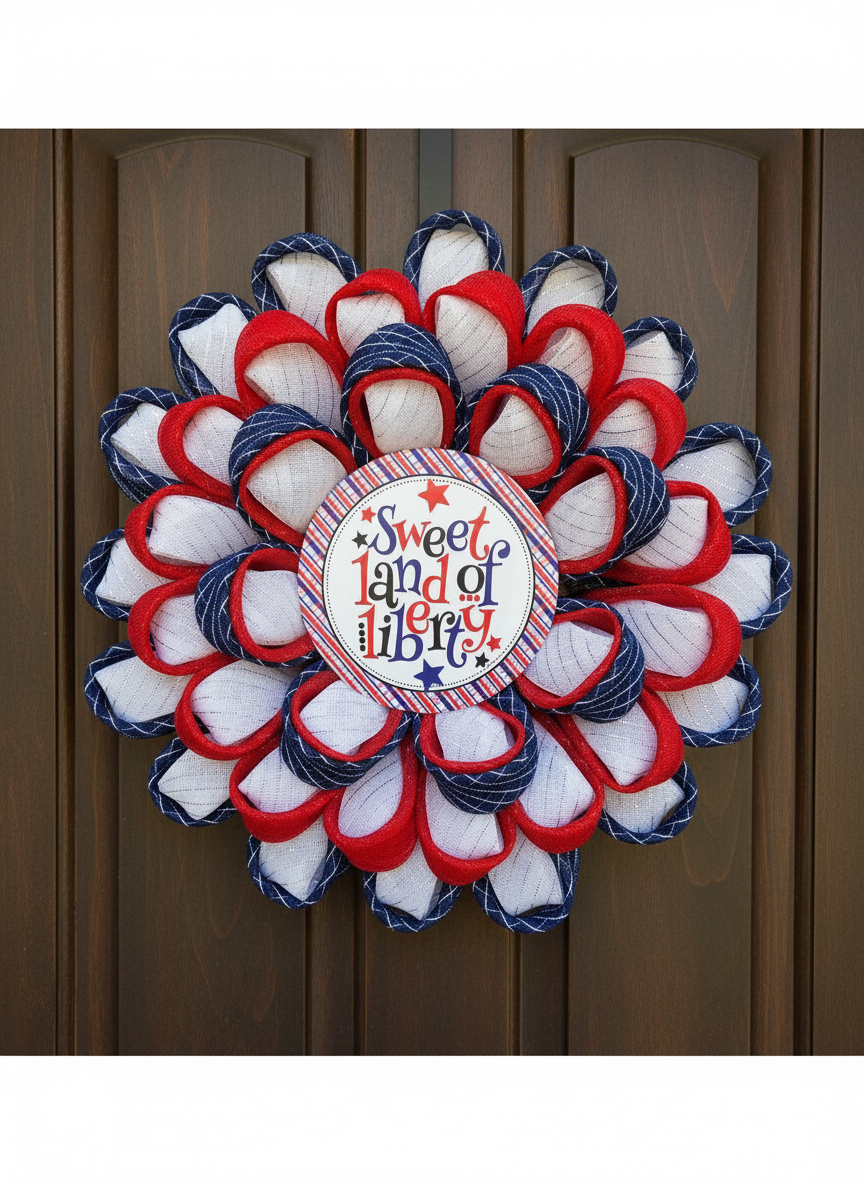 PATRIOTIC DAISY PETAL WREATH