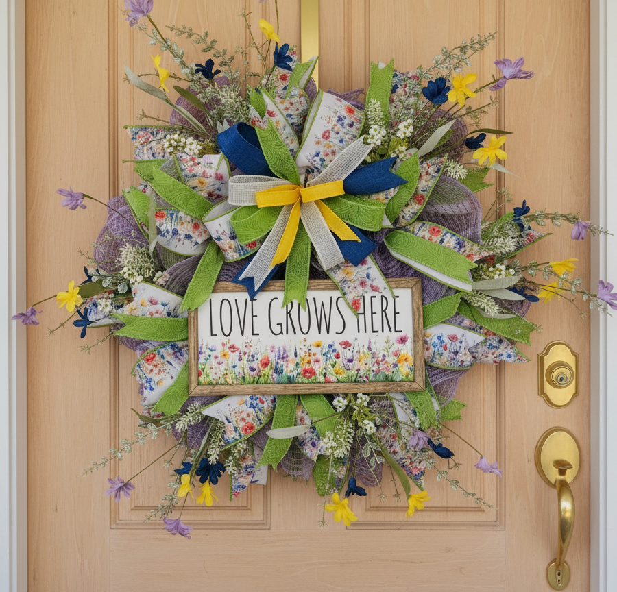 LAVENDER / LIME FLORAL WREATH