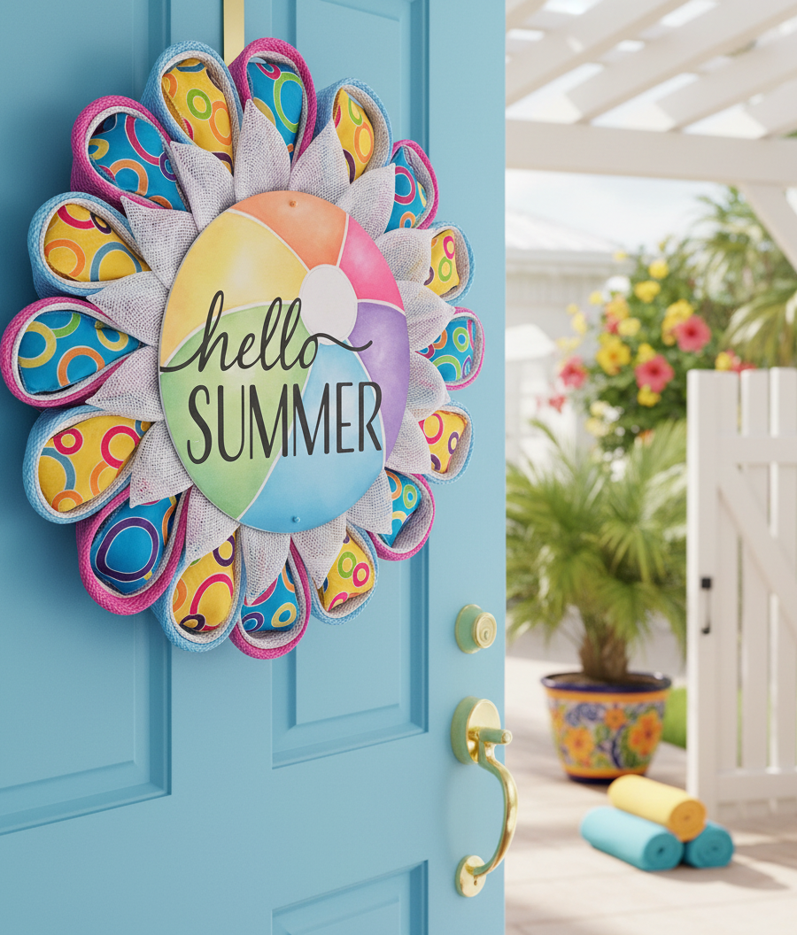 HELLO SUMMER BEACHBALL WREATH