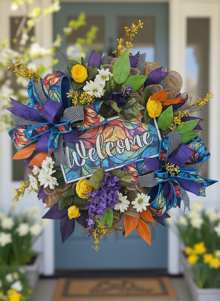 STAINED GLASS LOOK Wreath