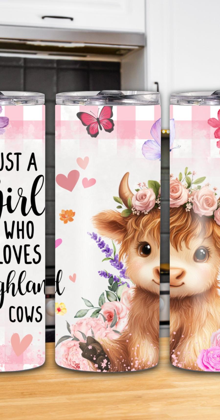 "Just A Girl Who Loves Highland Cows" 20oz Tumbler(Pink)