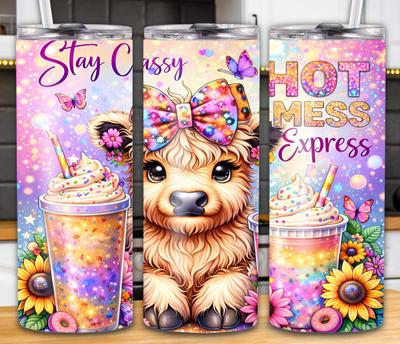 "Hot Mess Express...Stay Classy" 20oz Cow Tumbler
