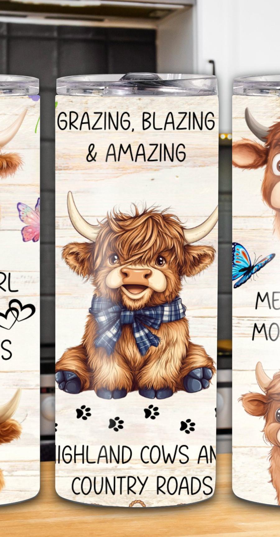 "Grazing, Blazing, & Amazing" 20oz Cow Tumbler