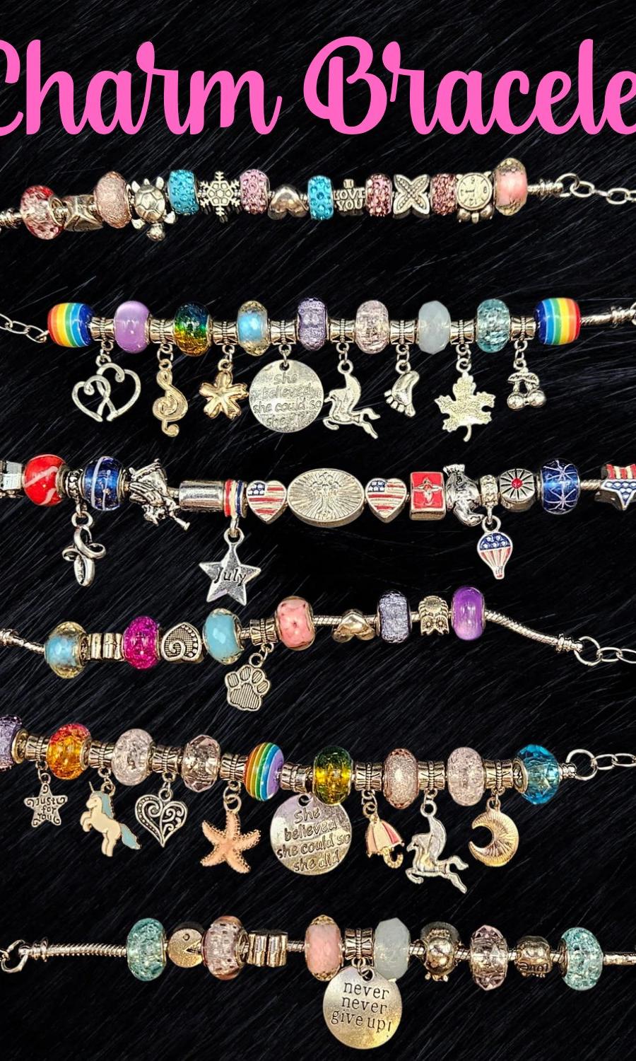 Adjustable Charm Bracelet with Decorative Charms - Stylish Handmade Jewelry for Women and girls