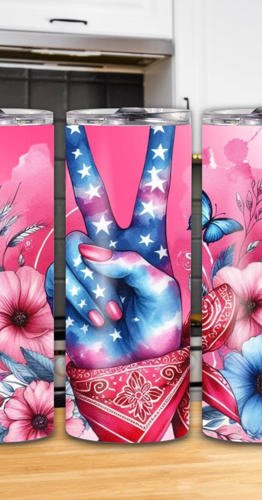 "4th of July Peace Sign" 20oz Tumbler