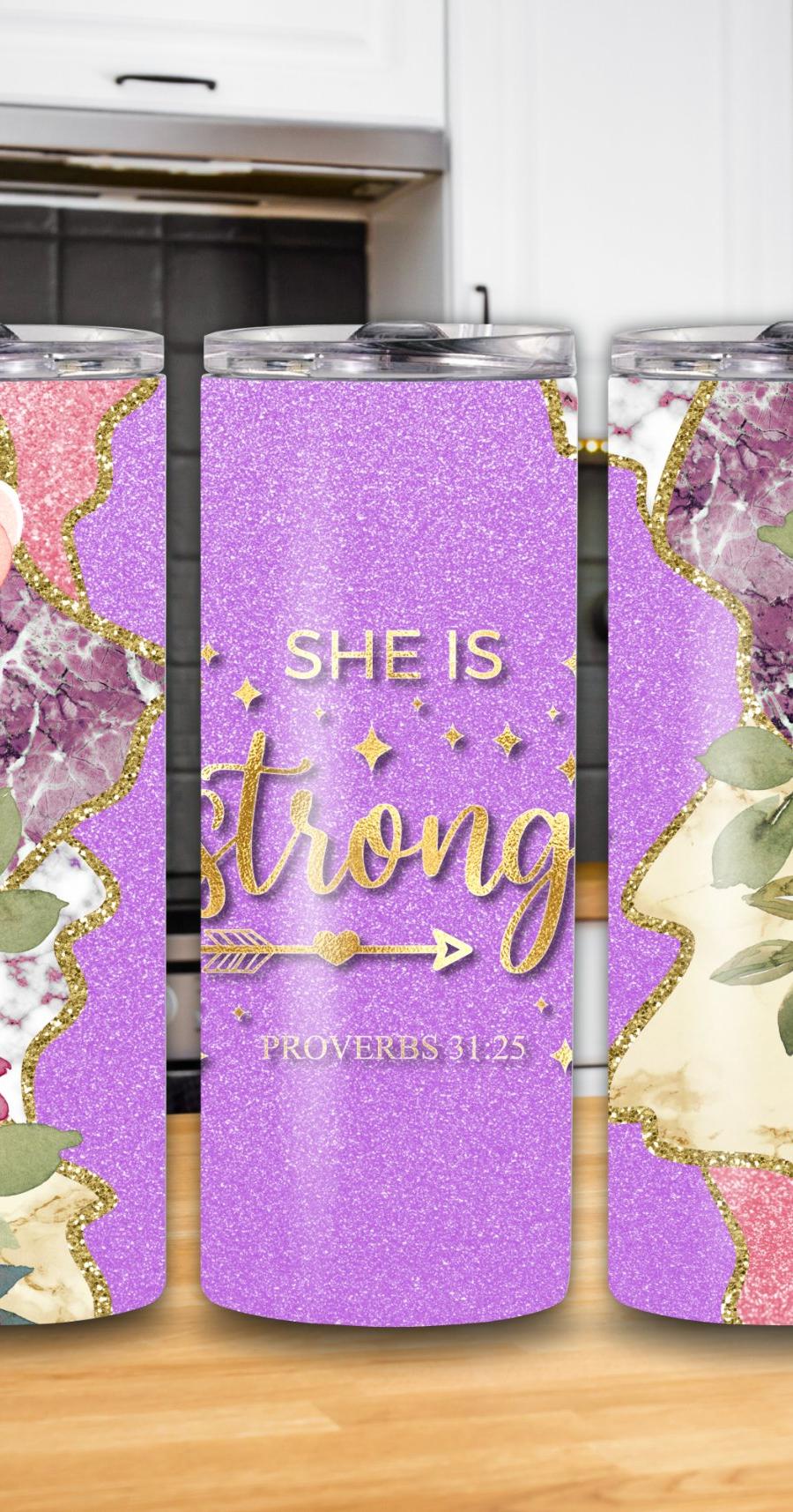 "She is Strong" Proverbs 31:25 20oz Tumbler